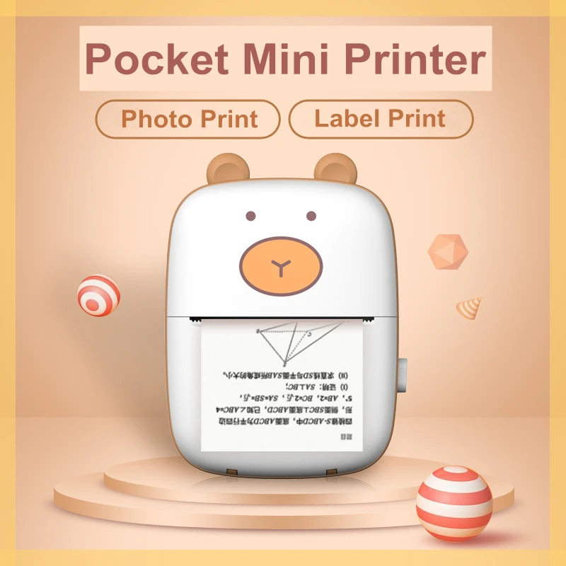 

HD Meow Mini Label Printer Thermal Portable A8 Printers Sticker Transparent Paper 57mm Inkless Wireless 203dpi Android IOS Phone