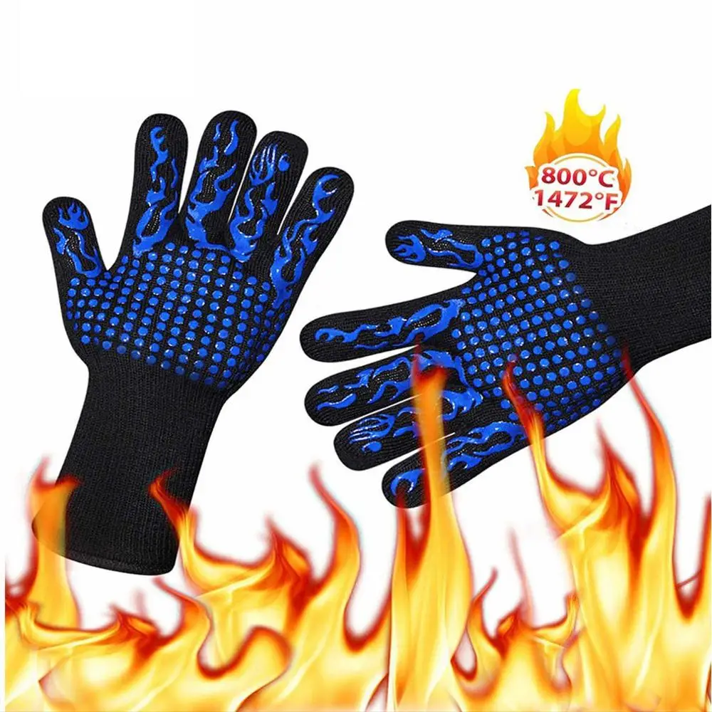 

1 Pcs Fireproof Gloves Barbeque Kevlar 800 Degree BBQ Flame Retardant Fireproof Oven Gloves for Heat Insulation Microwave Oven