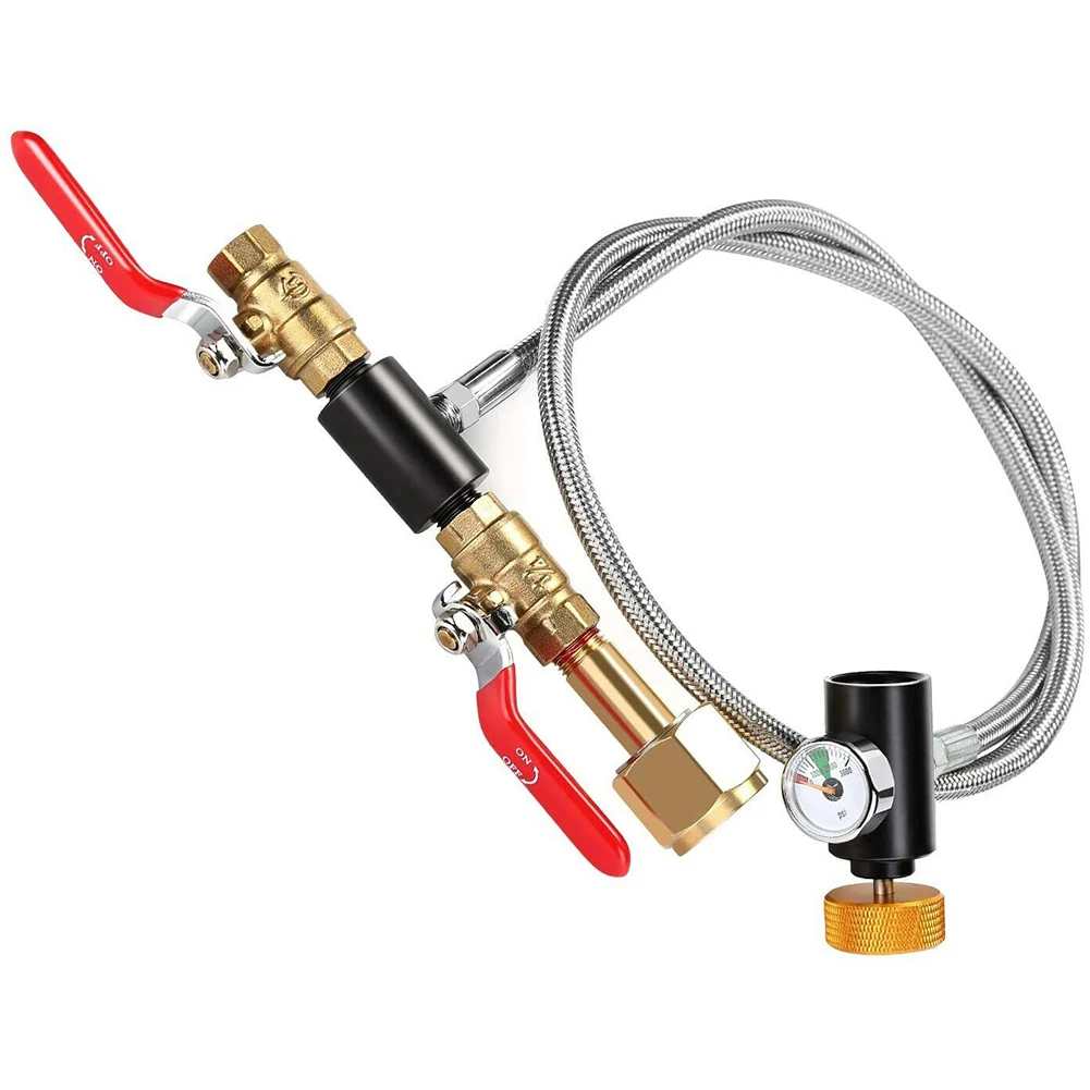 

Large CO2 Tank Thread CGA320 36 Inch Stainless Steel Braided Hose Dual Valve With Pressure Gauge For TR21-4 So Da Cans