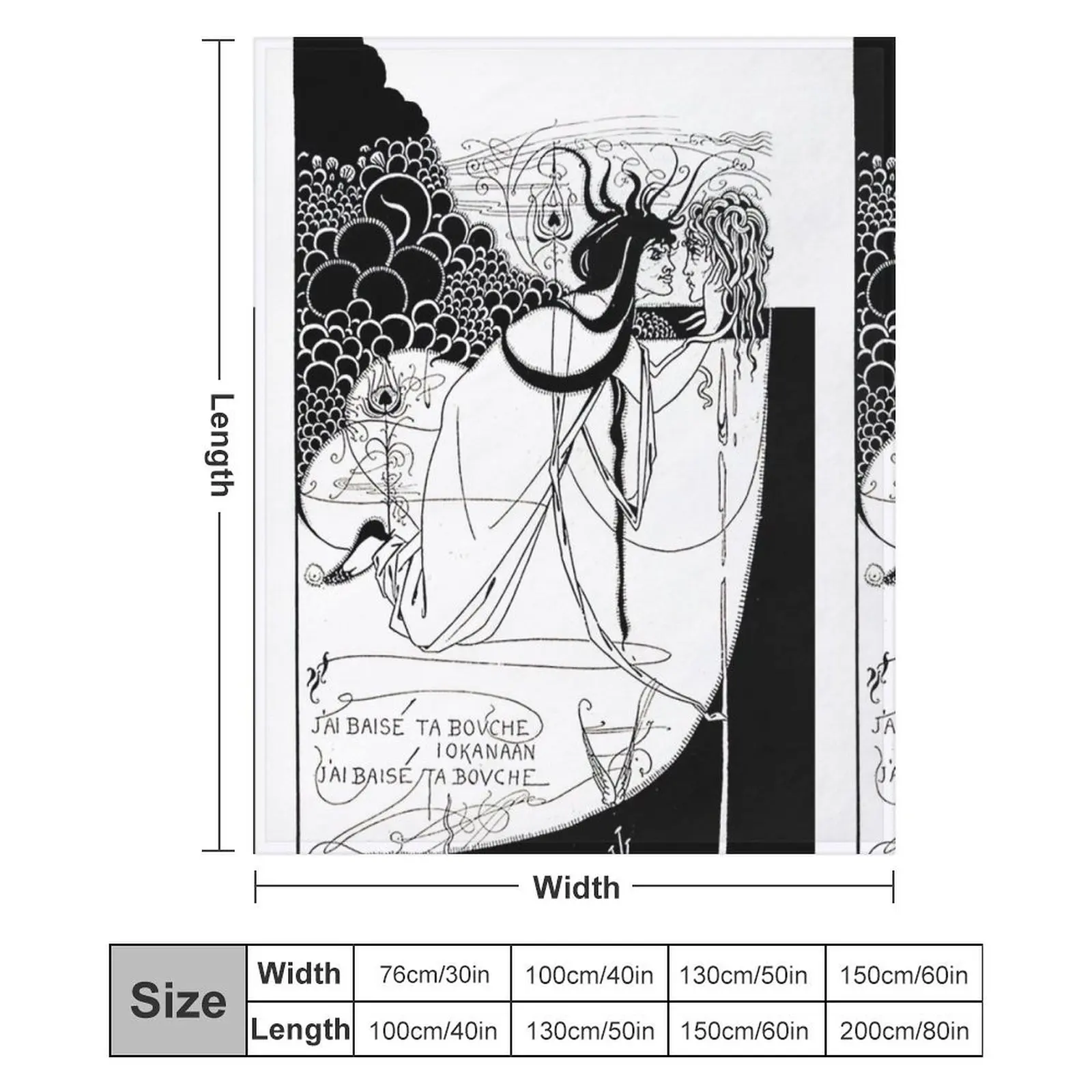 HD. Я поцелуй рота от Salomé Aubrey Beardsley (1893) Пледы Плюшевые одеяла для дивана-кровати