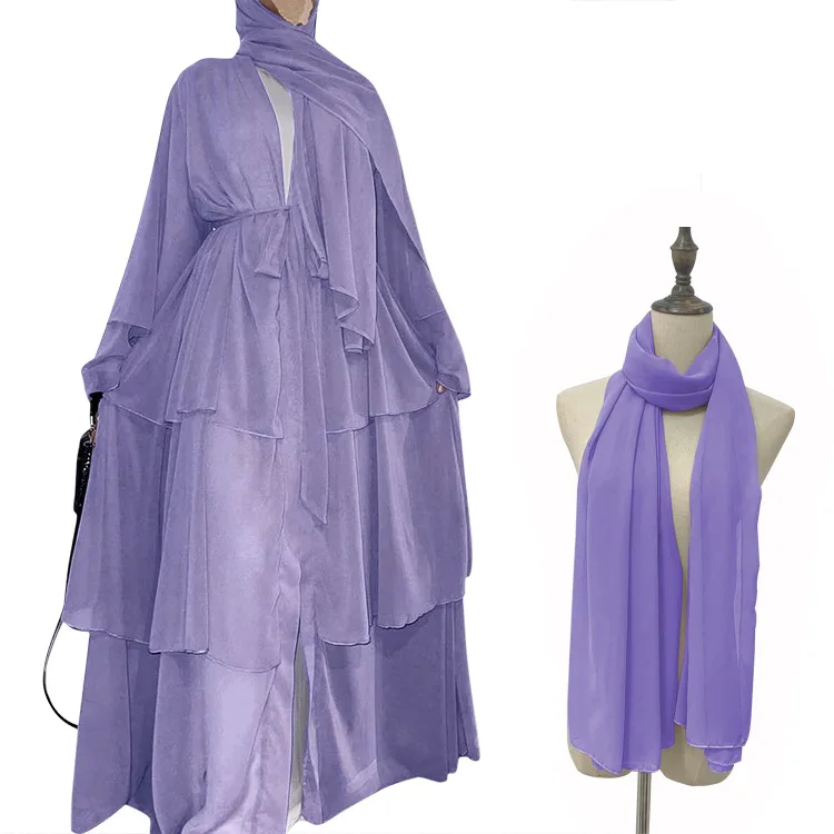 Open Abaya Dubai Turkey Kaftan Dress Chiffon Muslim Hijab Dresses Abayas for Women Kimono Femme Musulmane Caftan Islam Clothing