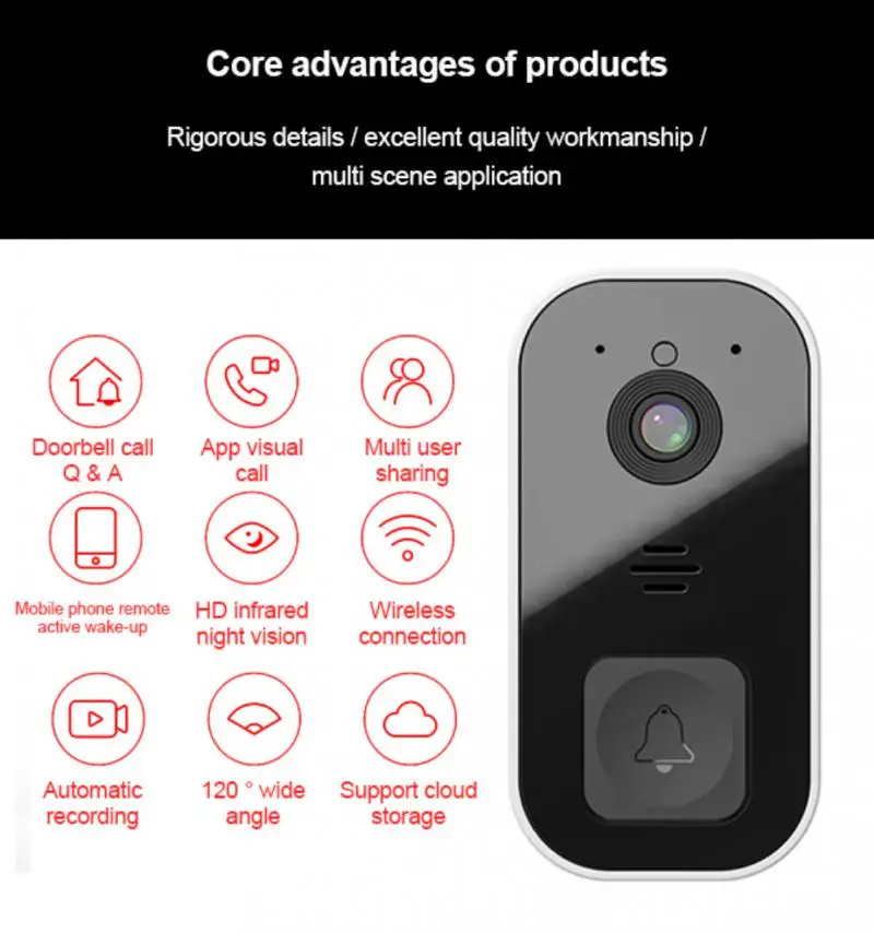 

Wireless WiFi Outdoor Doorbell Camera Security Door Bell Voice Change Night Vision Video Intercom Home Monitor Door Phone