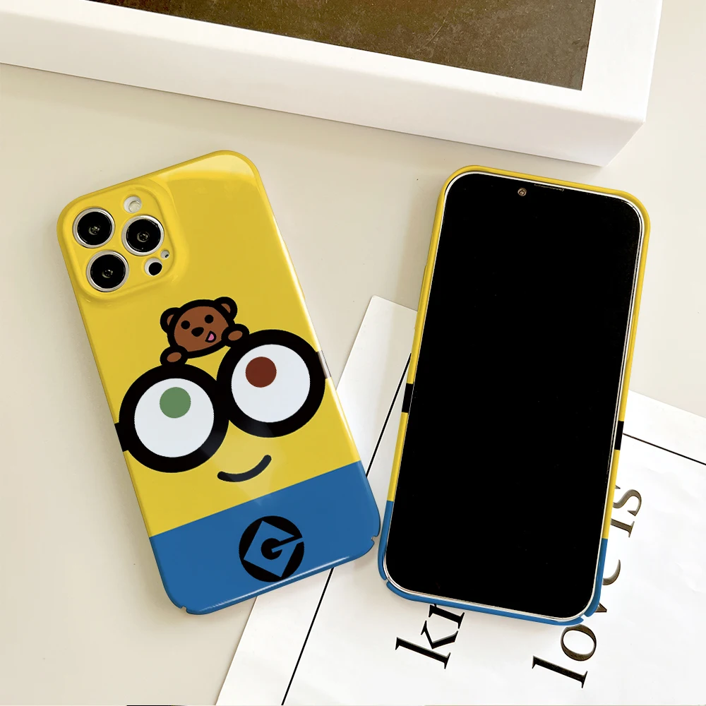 Фото Милый забавный чехол для телефона M-Minions с рисунком из мультфильма для Samsung S 24 25 23 22 Ultra Plus A 04E 5G HD Hard Cover Film Shell №2