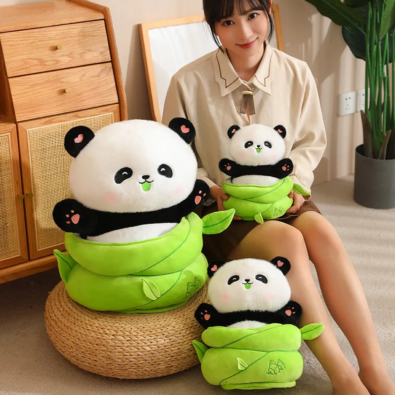 Плюшевая кукла-панда с побегами бамбука плюшевая игрушка Kawaii Panda со съемным