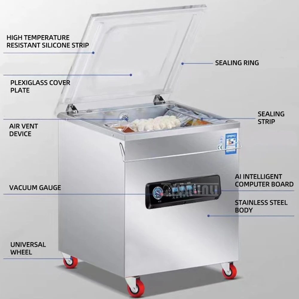 Фото 540C большой тип вакуумный упаковщик, коммерческая Mise Sous Vide, автоматическая вакуумная упаковочная машина для влажных и сухих продуктов питания №5