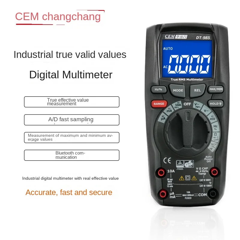 

CEM Huashengchang high-precision industrial multimeter AC and DC voltage current electrician multi-energy meter DT-985 987