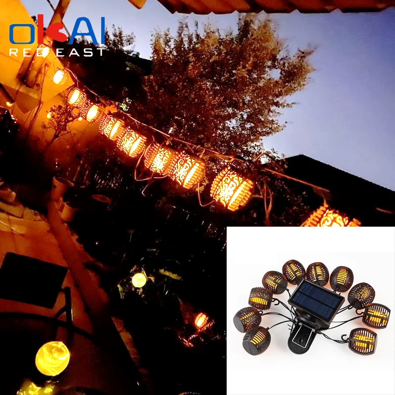 

Solar Outdoor Lantern Flame Light Garden LED Flashing String Light String Solar Light Waterproof Hanging Light for Decorating