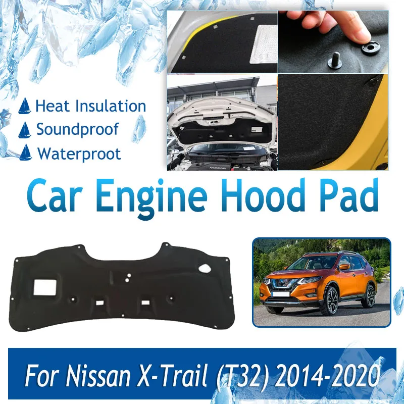 Фото Накладки на капот для Nissan X-Trail Rogue T32 2014-2020, хлопковые чехлы для X-Trail, звукоизоляционные детали и аксессуары для передней части двигателя №2