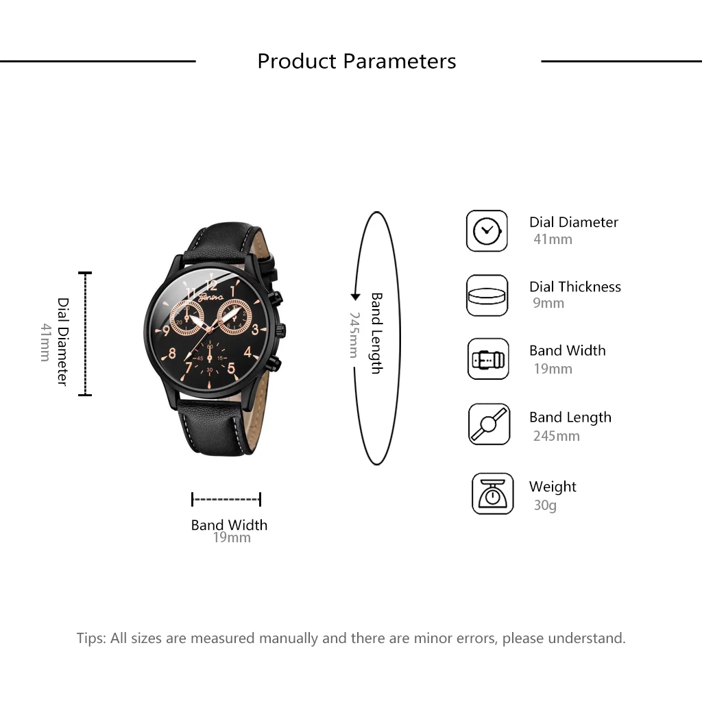 New Luxury Business Watches Set Men Casual Fashion Clock Male Leather Strap Quartz Wrist Watch Man Black 2022 Relogio Reloj 2PCS images - 6
