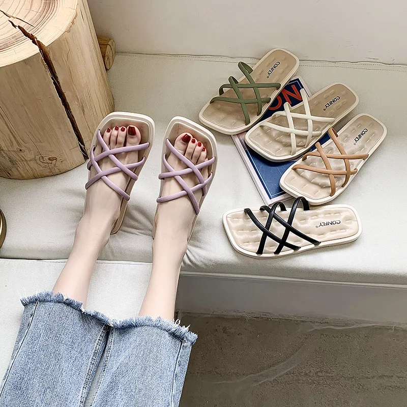 Fashion Sandals Women's Summer New Simple Soft Bottom Flat Bottom Fairy Slippers Are Anti-skid And Wear-resistant