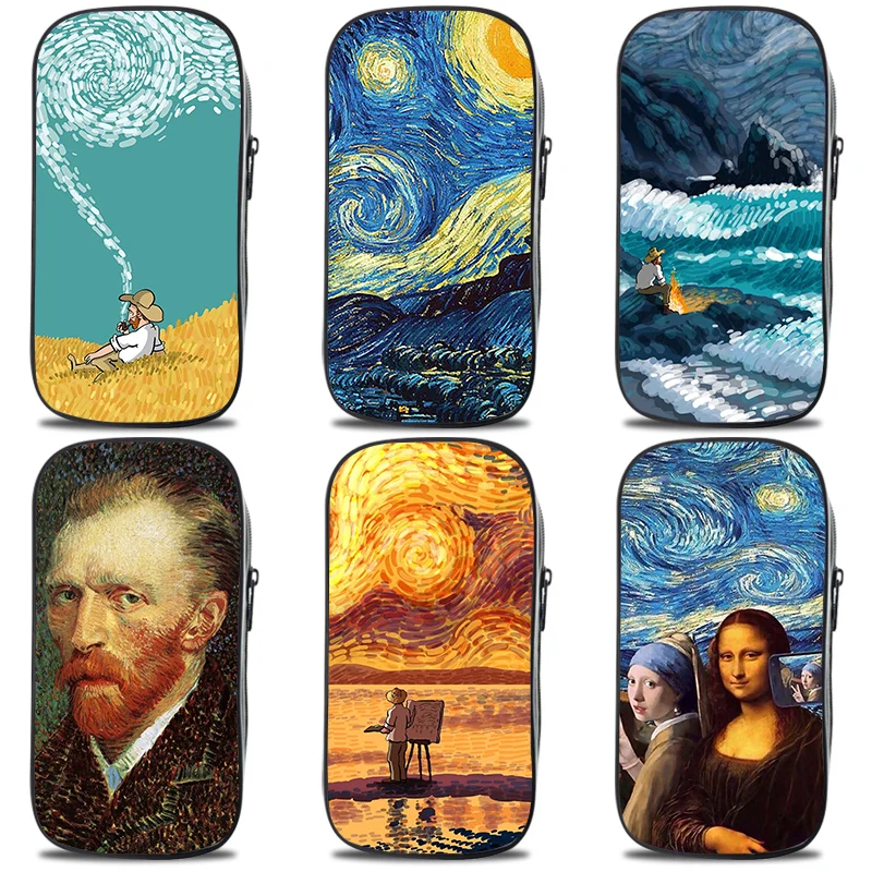 Large capacity Pencil case Creative stationery bag Oil painting  pencil cases personaly High school junior multifunction pen bag