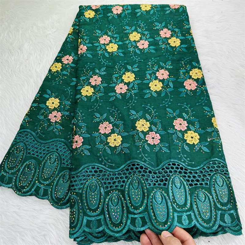 

5 yard Swiss lace fabric latest heavy beaded Embroidery African 100% cotton fabrics Swiss voile lace popular Dubai style HL09073