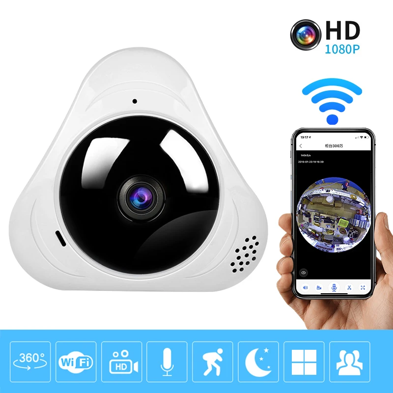 360 Degree Wifi Panoramic Cameras 1080P Security Protection Fisheye IP Cameras Smart Home Night Vision CCTV Surveillance Cameras