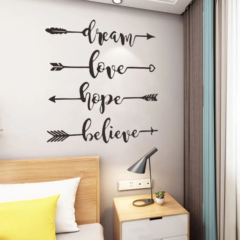 

Dream Love Hope Believe Art English Wall Sticker Inspirational Office Wallpaper Living Room Bedroom Decoration Home Stickers