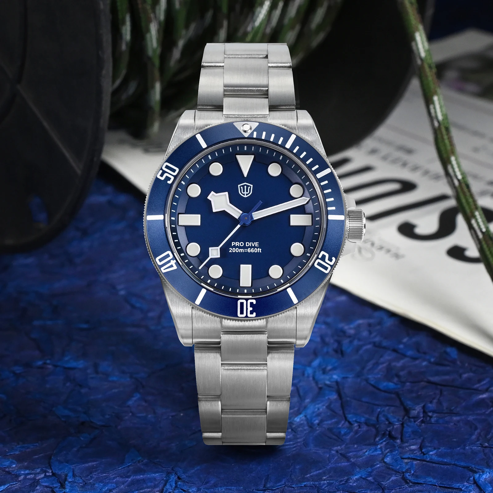 Фото Watchdives WD1969 Pro Watch VH31 Sweep Seconds Часы из нержавеющей стали с кварцевым механизмом Сапфировые водонепроницаемые наручные часы 200 м №4