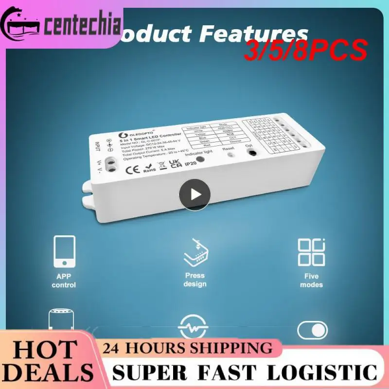 

3/5/8PCS 5 In 1 Tuya Rf Remote Strip Light Controller Voice Control Wifi Led Controller App Control Adjust Brightness Switch Diy