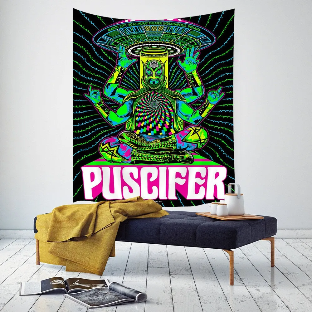 

Four Handed Alien Psychedelic Tapestry Wall Hanging Design Witchcraft Bohemian Hippie Kawaii Room Home Decor Hanging Cloth Gift
