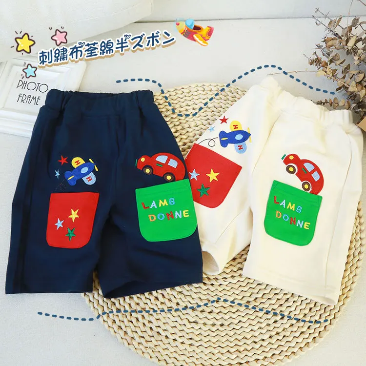 

Children's Shorts 2022 Korean Version Fashion Summer Boys Terry Cotton Cartoon Embroidery Children's Five-Point Pants