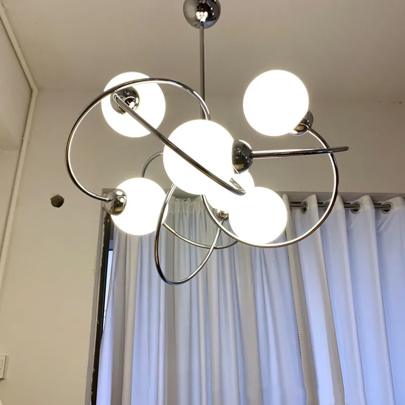 

Modern Plating Design LED Chandelier for Living Room Kitchen Dining Room Bedroom Lamp Round Ring Glass Ball Ceiling Pendant Lamp