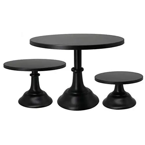 

Set of 3 Pieces Cake Stands Iron Cake Holder Dessert Display Plate Serving Tray for Baby Shower Wedding Birthday Party (Black)