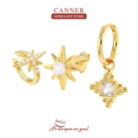 canner 4pcs set anise star earrings silver 925 earring for women stud earrings crystal charm piercing accessories wedding party