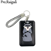 raccoon bears cute credit card cover lanyard bags retractable badge reel student nurse name clips card id card holder chest