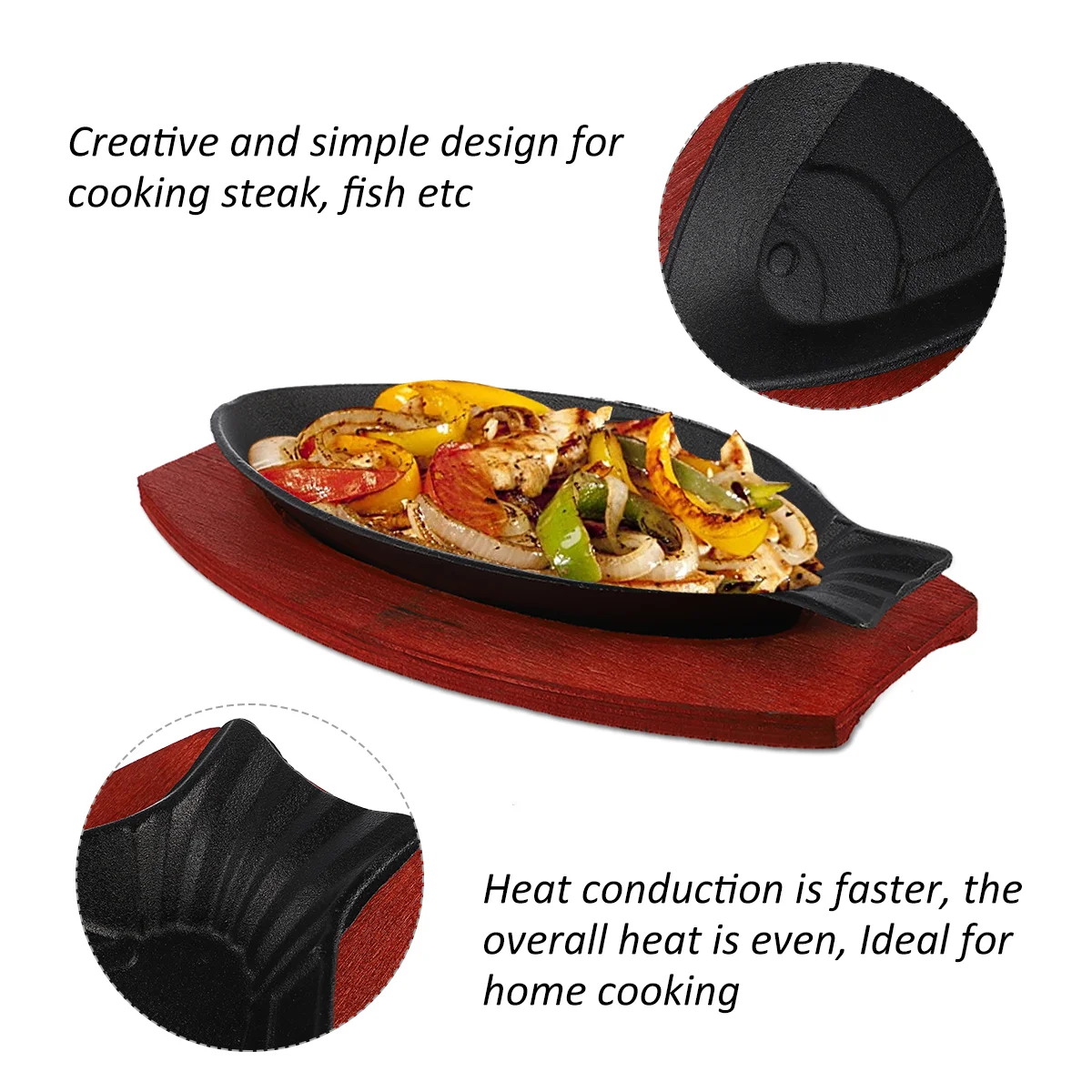 

Pan Steak Iron Plate Cast Grill Sizzling Griddle Skillet Frying Fish Fajita Japanese Pans Flat Tray Bbq Platter Set Teppanyaki