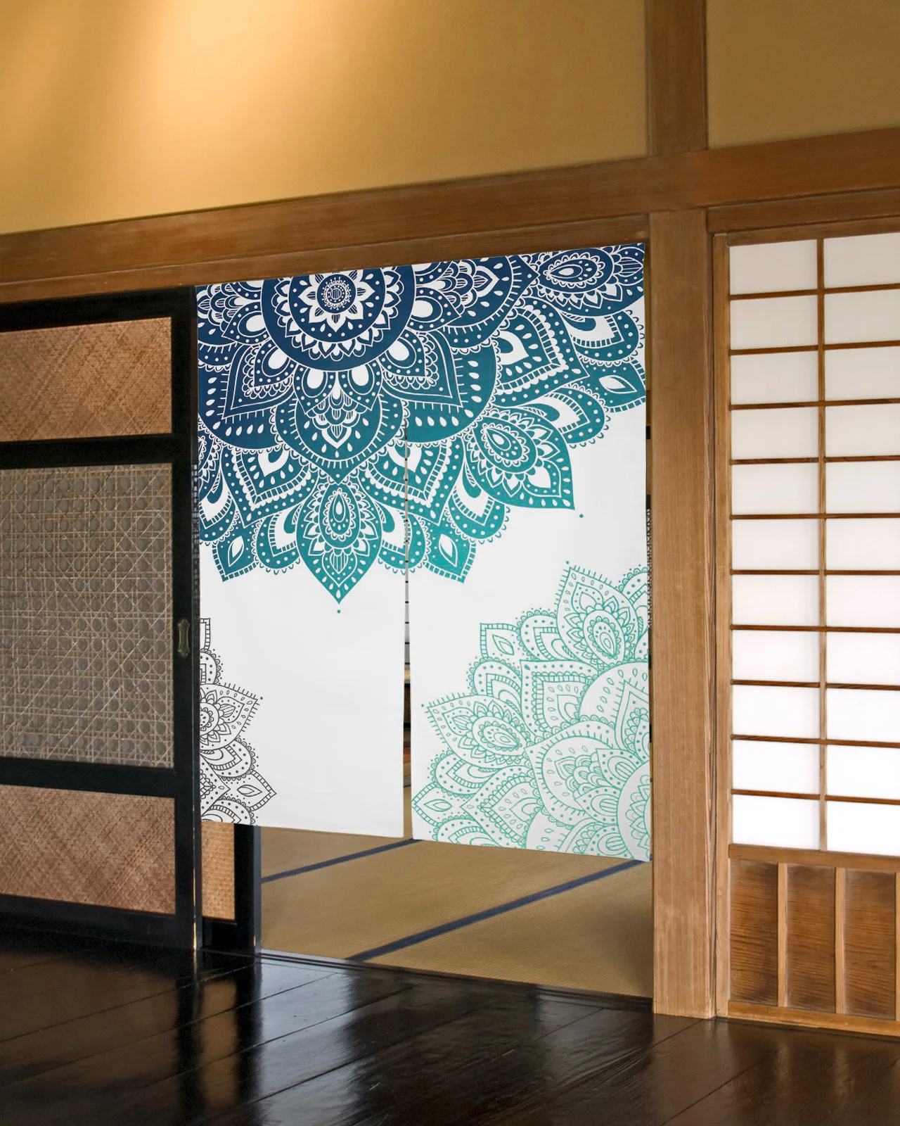 

Mandala Gradient Japanese Door Curtains Bedroom Partition Curtain Kitchen Entrance Hanging Half-Curtains Doorway Decor Drapes