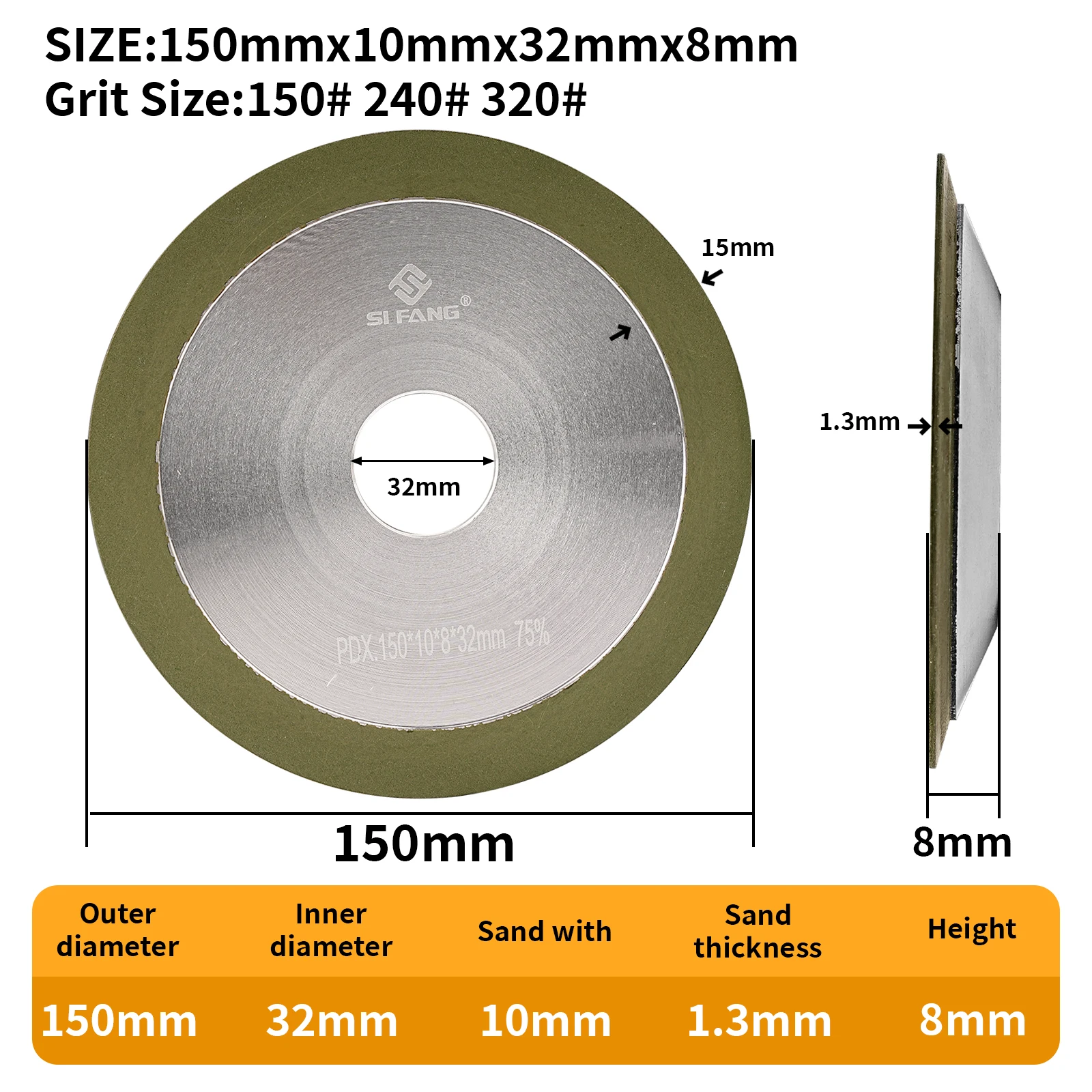 Шлифовальный диск SI FANG алмазный 75/100/125/150 мм