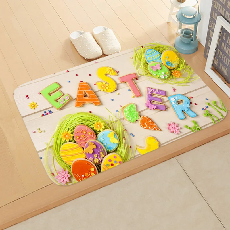 

Easter Door Decoration Door Mat Easter Bunny Eggs Flower Carpet Easter Decorations for Home Happy Easter 2022 Spring Decoration