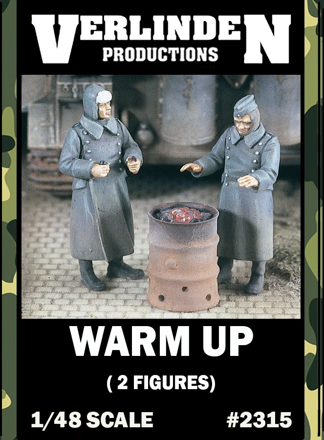

1/48 WWII German Soldiers around Drum Stove "Warm Up" (2 Figures/Set) VERLINDEN #2315 Resin Kits Unassembled Uncolored