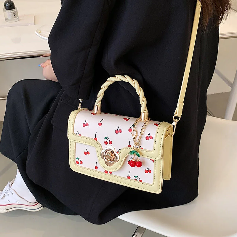 

Элегантная сумка Xiuya через плечо с милым принтом вишни, сумка в Корейском стиле из искусственной кожи, Повседневная модная дизайнерская Роскошная Весенняя сумка через плечо