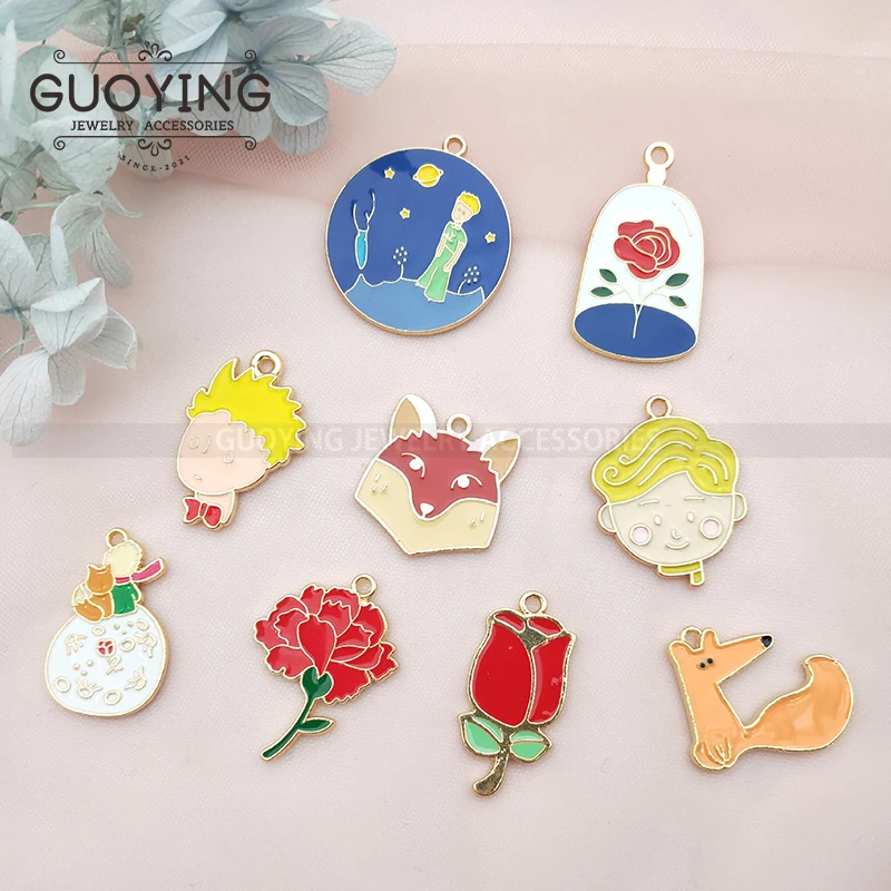 

10pcs Alloy Base Oil Charm Pendant Cartoon Prince Earring Pendant DIY Designer Handmade Jewelry Accessories Keychain Bracelet