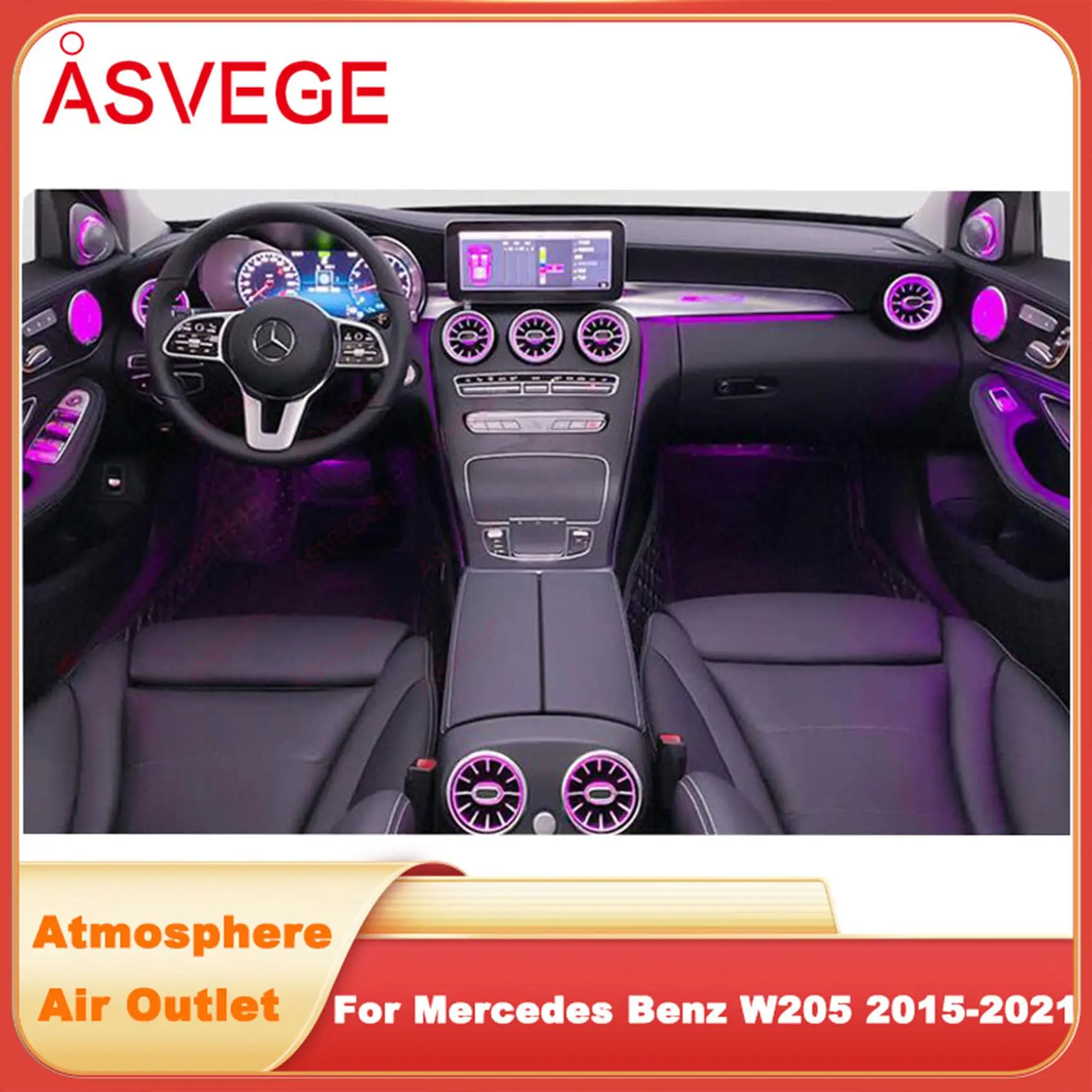 Для Mercedes-Benz 3/64 цветные светодиодные вентиляционные отверстия W205/C-CLASS/X253/GLC-CLASS