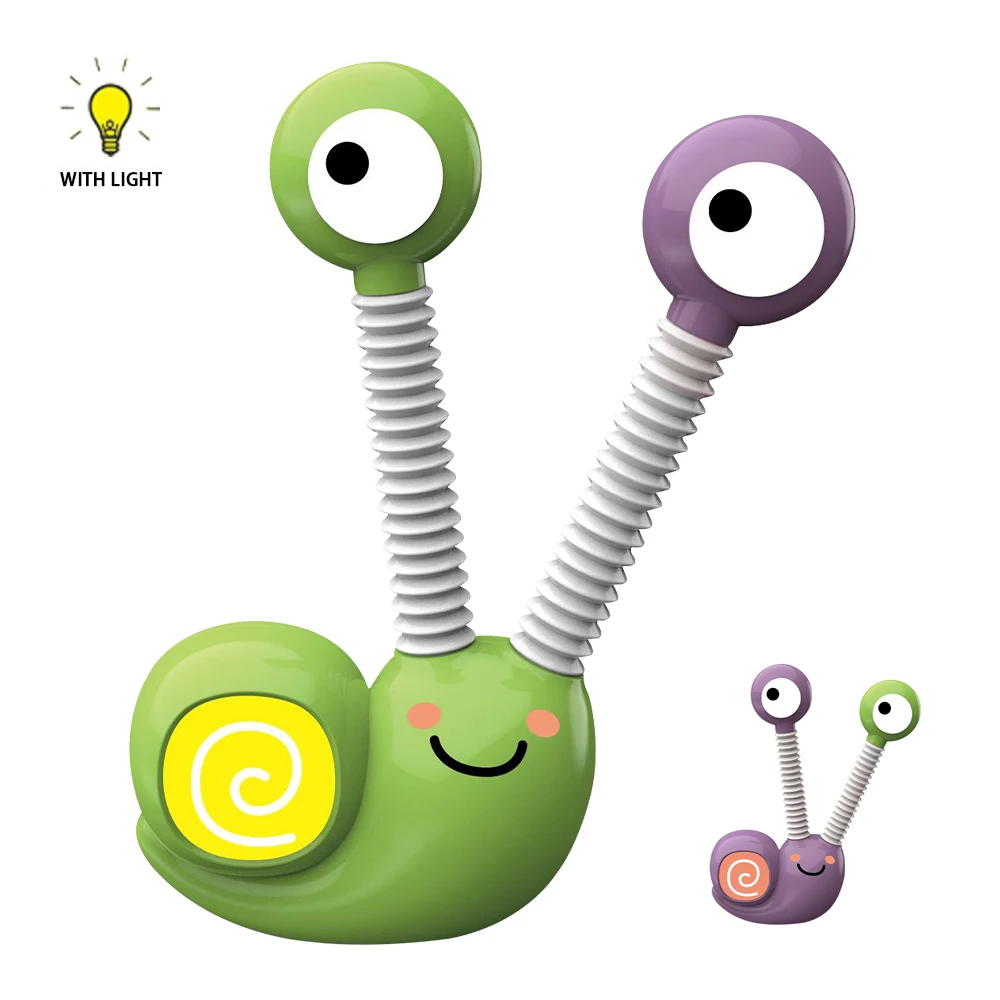 

New Glowing Snail Decompression Telescopic Tubes Clicking Sensory Fidget Toys Cool Light for Adult Kids Stress Anxiety Relief