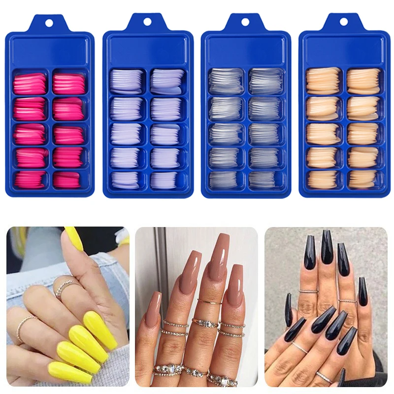 

100 шт./коробка, Матовые акриловые накладные ногти