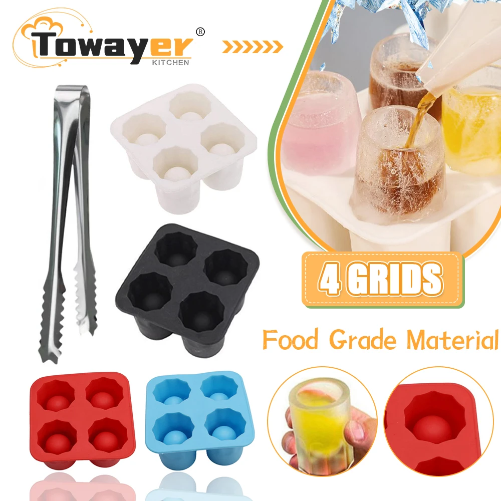 

4 Grids Ice Cup Cube Tray Mold Makes Shot Glasses Ice Mould Novelty Gifts Ice Cube Tray Summer Drinking Tool Ice Cube Maker Mold