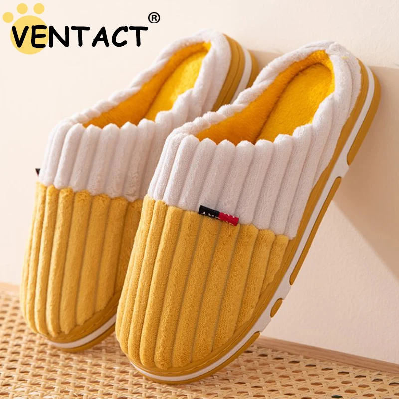 

VENTACT Women Winter Slippers For 2022 Winter Warm Fur Home Shoes Men Casual Indoor Bedroom Plush Fuzzy Non-Slip Couple Slipper