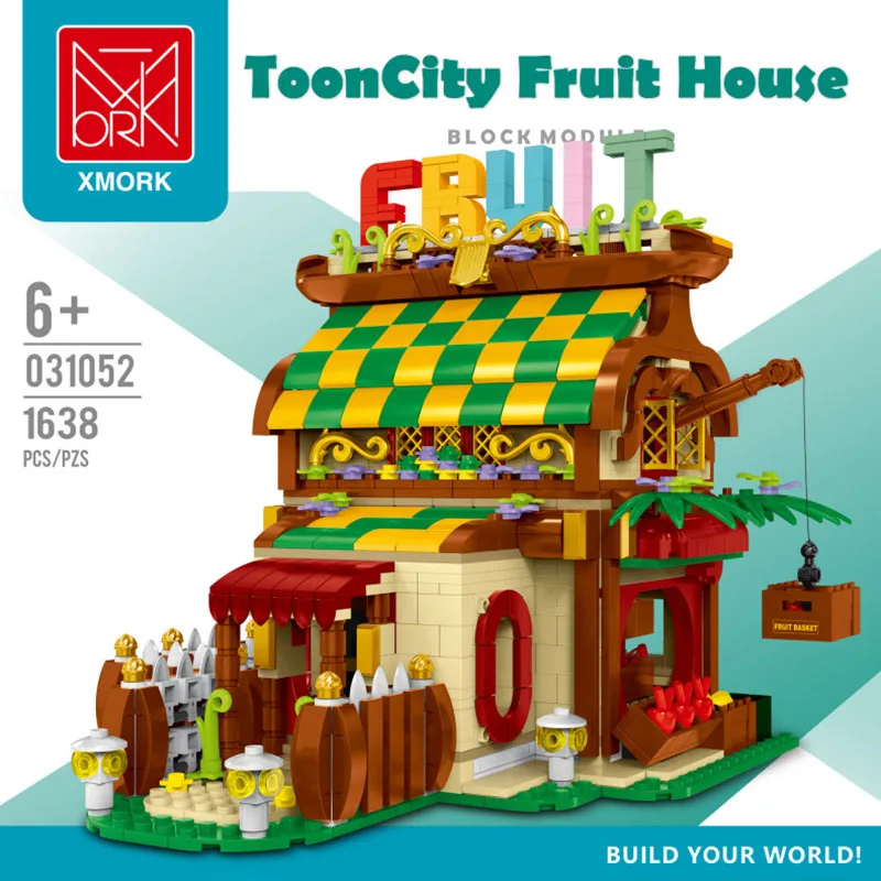 

Модель Mork 031052 из мультфильма «городской фруктовый магазин», модульная серия Street View, маленькие сборные детали, игрушки, строительные блоки, подарок для мальчиков