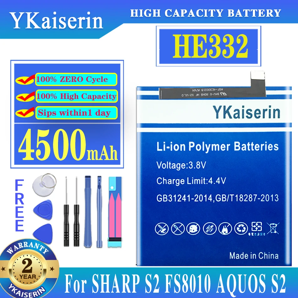 

YKaiserin 4500mAh HE332 Battery For Sharp S 2 Fs8010 Aquos S2 FS8018 S3 Mini S3mini Repair Replacement + Tracking Number