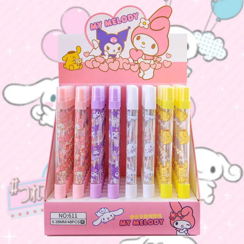 

Ручка-распылитель Sanrio аниме My Melody Cinnamoroll Kuromi, многоразовый дорожный флакон для духов, школьные принадлежности, гелевая ручка, 48 шт.