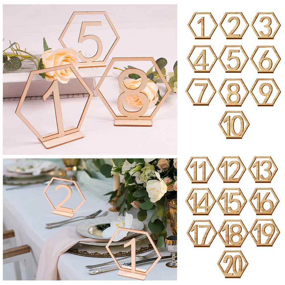 

1-20 Numbers Wood Signs Wedding Hexagon Table Number Wooden Table Numbers Rustic Wedding Engagement Seat Numbers Decoration