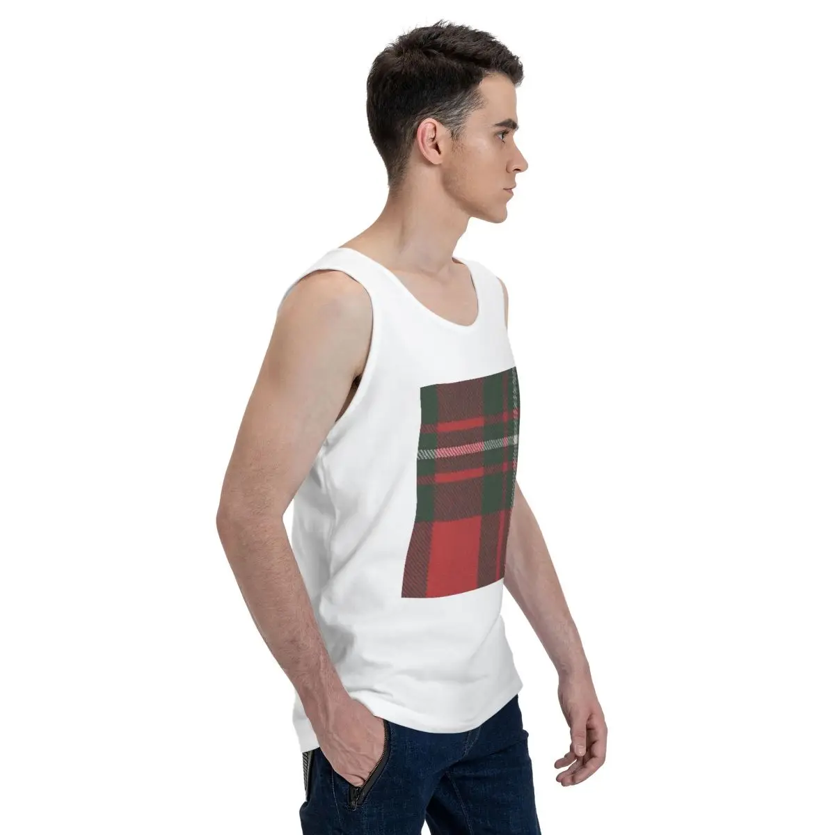 Фото Мужская толстовка без рукавов MacGregor Modern Scottish Tartan из 100% хлопка, майка, футболка, мужская одежда без рукавов №2