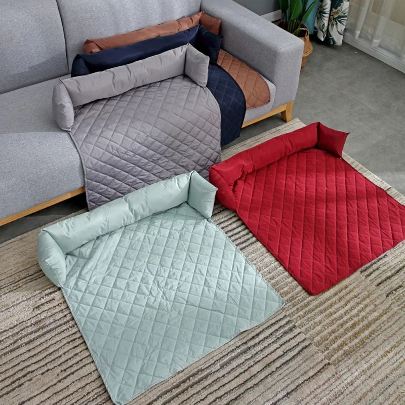 

Waterproof Dog Sofa Cover Cushion Pet Bed Sleeping Mat for Small Medium Dog Couch Nest Cat Seating Protector with Neck Bolster