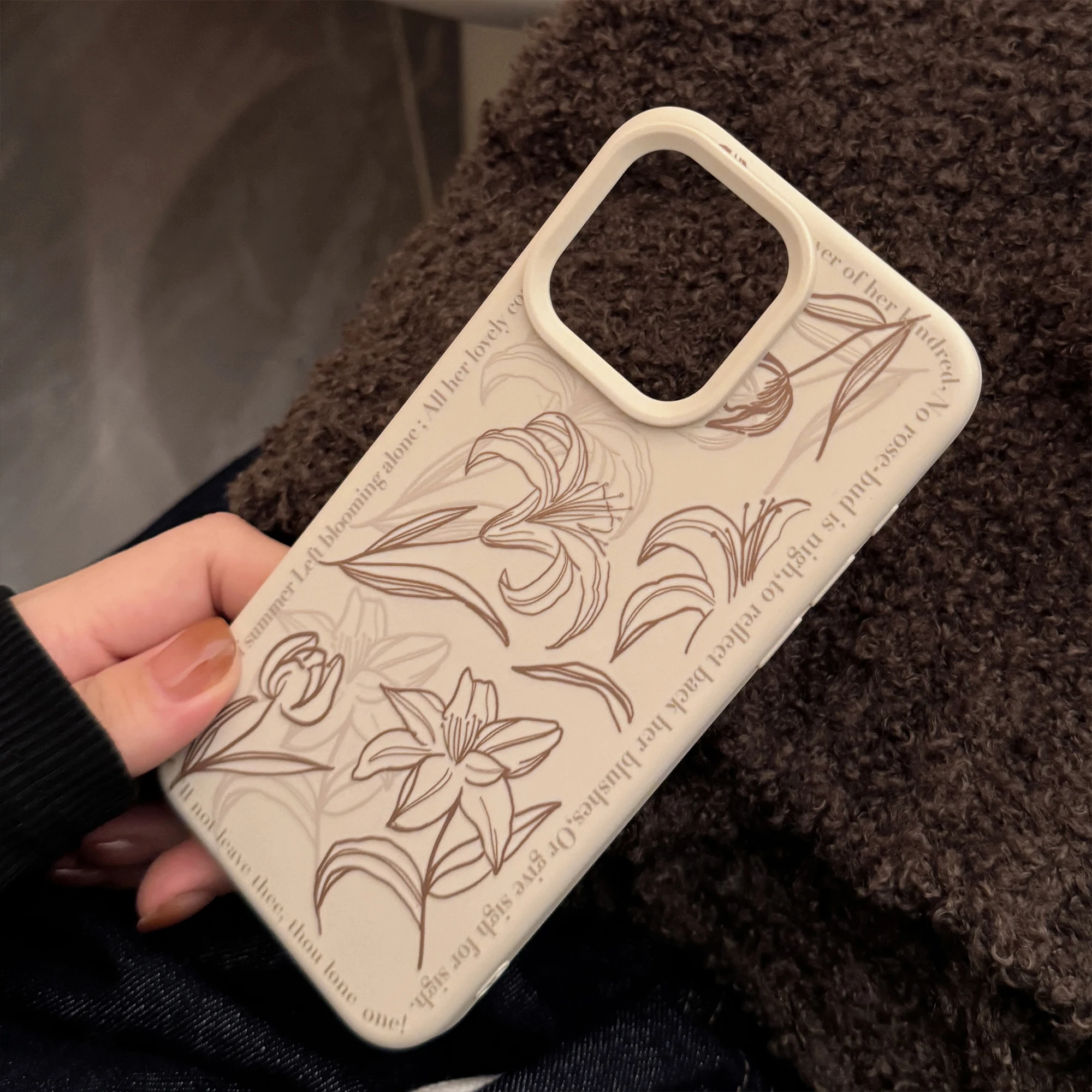 Полнокрытый шикарный чехол для телефона с художественным цветком лилии INS iPhone 16 15