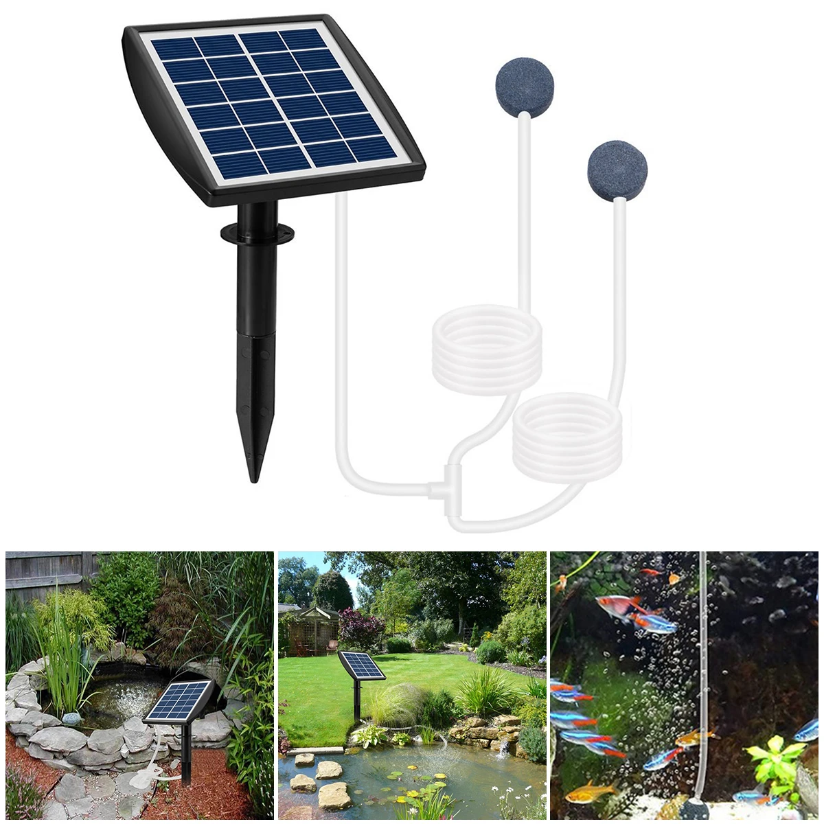 

Solar Oxygen Pump Solar Water Air Pump High Efficiency Oxygenation Device 2W Fish Tank Oxygenator 1L Two Mode Outdoor Air Oxygen