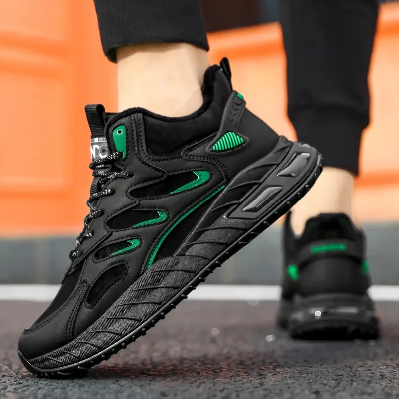 Winter Trendy Running Shoes Plus Velvet Thickened Warm Casual Sneakers Thick Sole Non-slip Comfortable Outdoor Sports Men Shoes