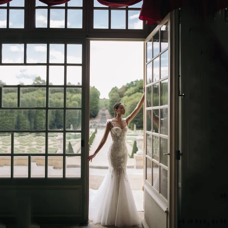 Darla Роскошные тюлевые свадебные платья русалки с кружевными аппликациями на