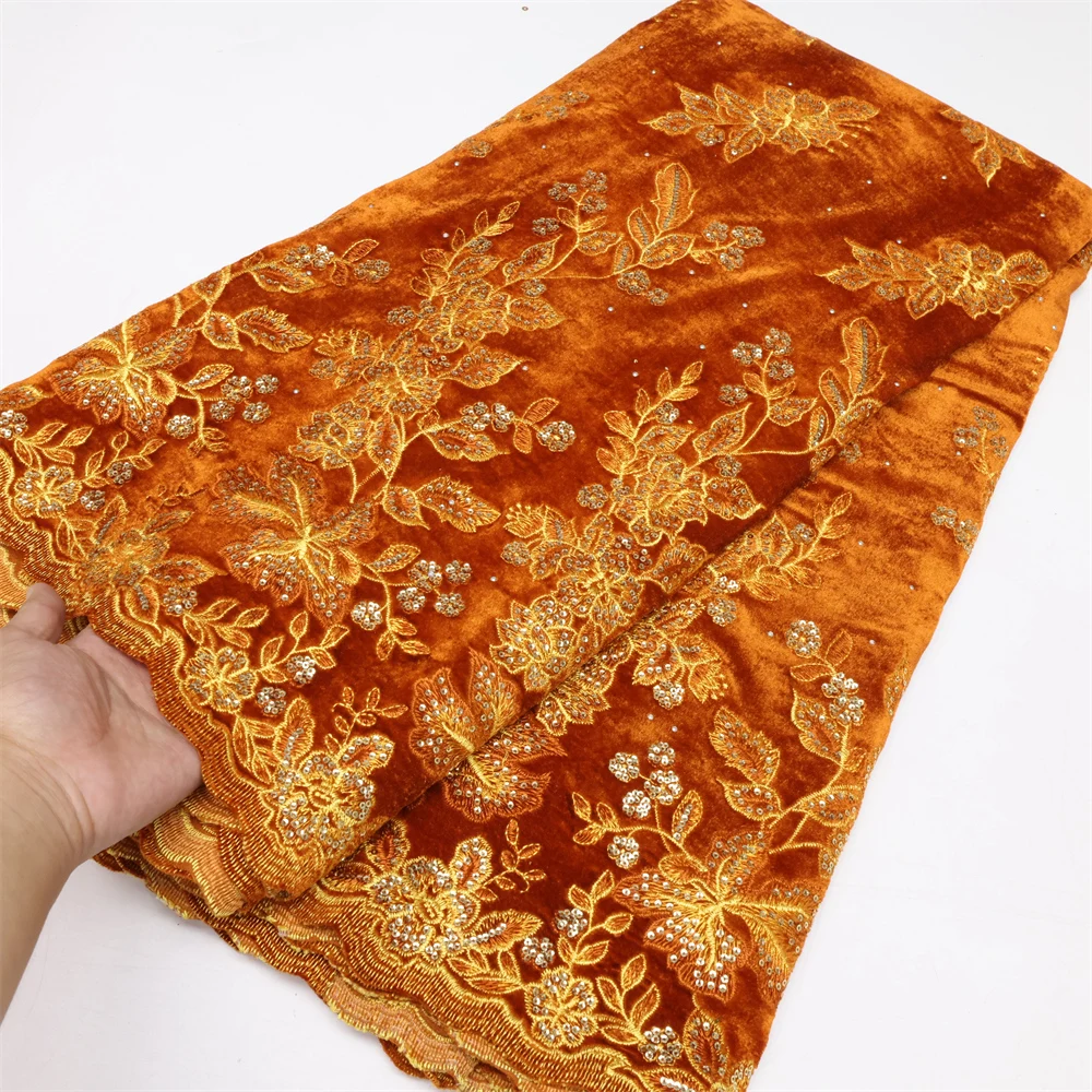 

Африканская бархатная кружевная ткань 2022, Высококачественная нигерийская сетчатая кружевная Тюлевая ткань для свадебного шитья LY1716