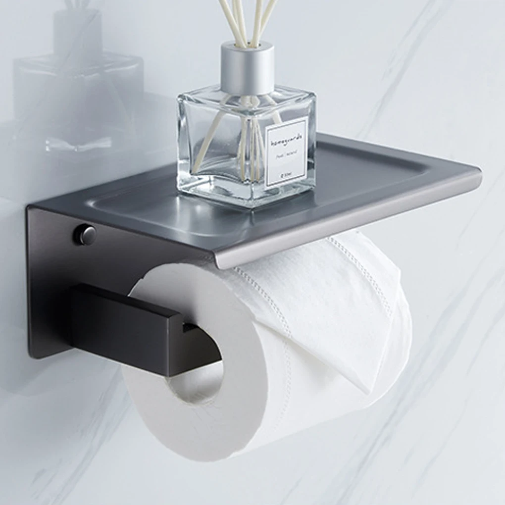 

Toilet Paper Holder Durable Tissue Storage Shelf Black Heavy Duty Hardware Towel Soap Rack Accessories Home Hotel Bar